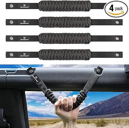 SEVEN SPARTA 4 Pack Roll Bar Grab Handles Compatible with Ford Bronco 2021-2025 2/4 Door, Paracord Grip Handle, Replacement for Bronco Interior Accessories (Not Compatible with Bronco Sport)